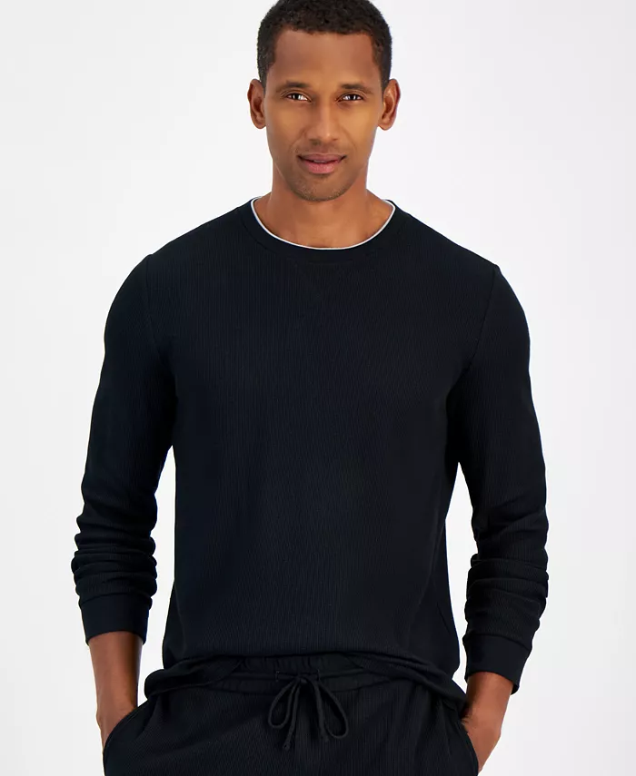 Club Room Men's Waffle Long-Sleeve T-Shirt & Pajama Pant Set Created For Macys Men's Fashion & Accessories