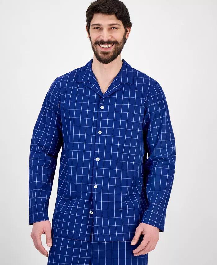 Club Room Men's Windowpane Plaid Pajama Set Exclusively At Macy's Men's Fashion & Accessories
