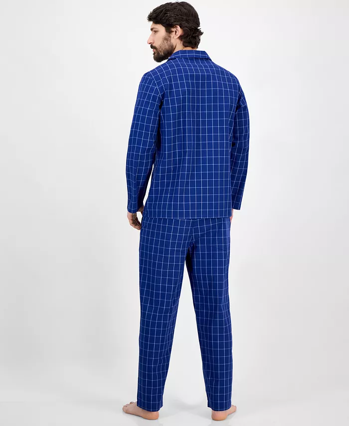 Club Room Men's Windowpane Plaid Pajama Set Exclusively At Macy's Men's Fashion & Accessories