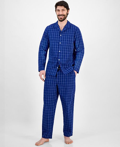 Club Room Men's Windowpane Plaid Pajama Set Exclusively at Macy's Men's Fashion & Accessories