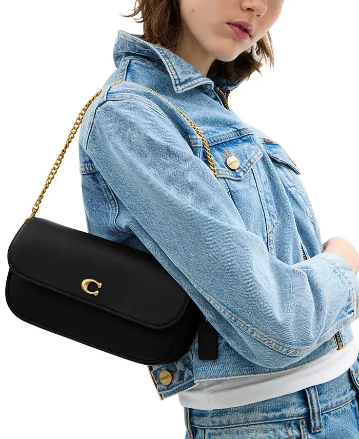 COACH Brook Small Leather Flap Chain Bag Handbags Purses & Accessories