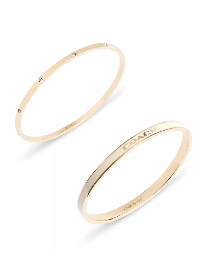 COACH Faux Stone Enamel Signature Bangle Bracelet Set Jewelry & Watches