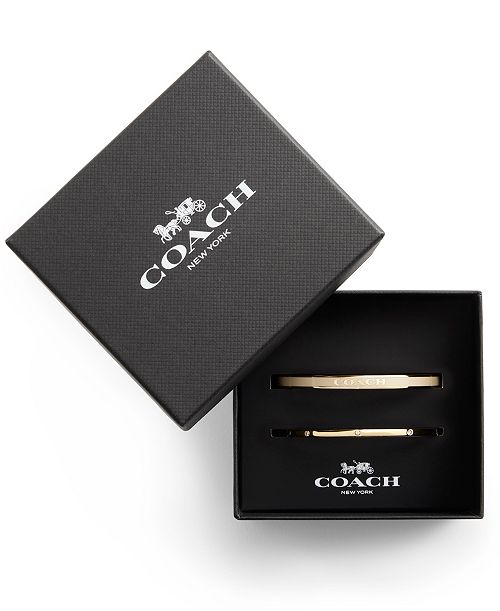 COACH Faux Stone Enamel Signature Bangle Bracelet Set Jewelry & Watches