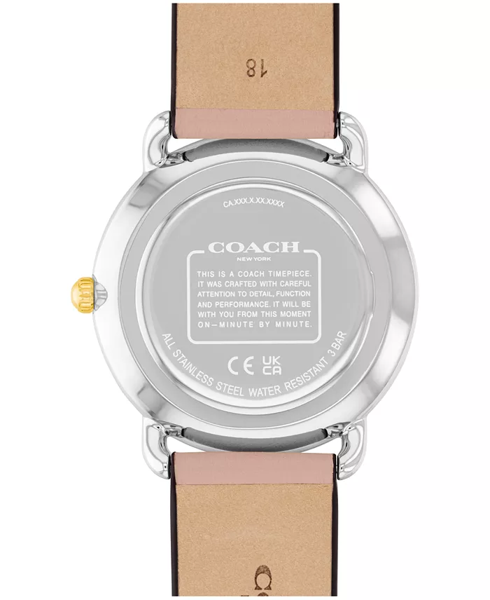 COACH Women's Elliot Blush Leather Strap Watch 36mm Jewelry & Watches