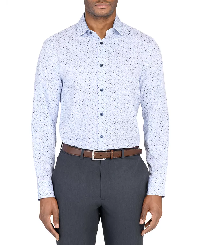 ConStruct Men’s Recycled Slim Fit Floral 4-Way Stretch Performance Dress Shirt Men's Fashion & Accessories