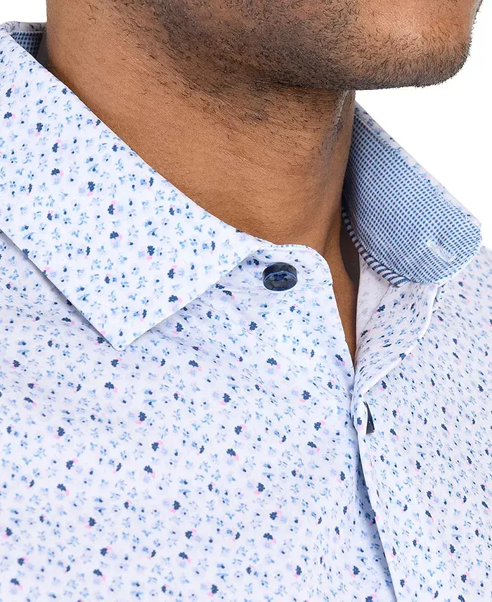 ConStruct Men’s Recycled Slim Fit Floral 4-Way Stretch Performance Dress Shirt Men's Fashion & Accessories