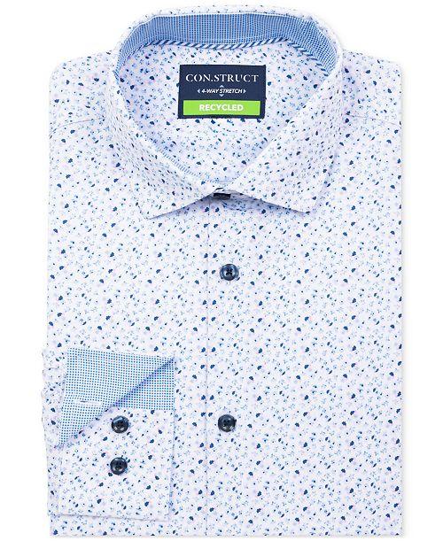 ConStruct Men’s Recycled Slim Fit Floral 4-Way Stretch Performance Dress Shirt Men's Fashion & Accessories