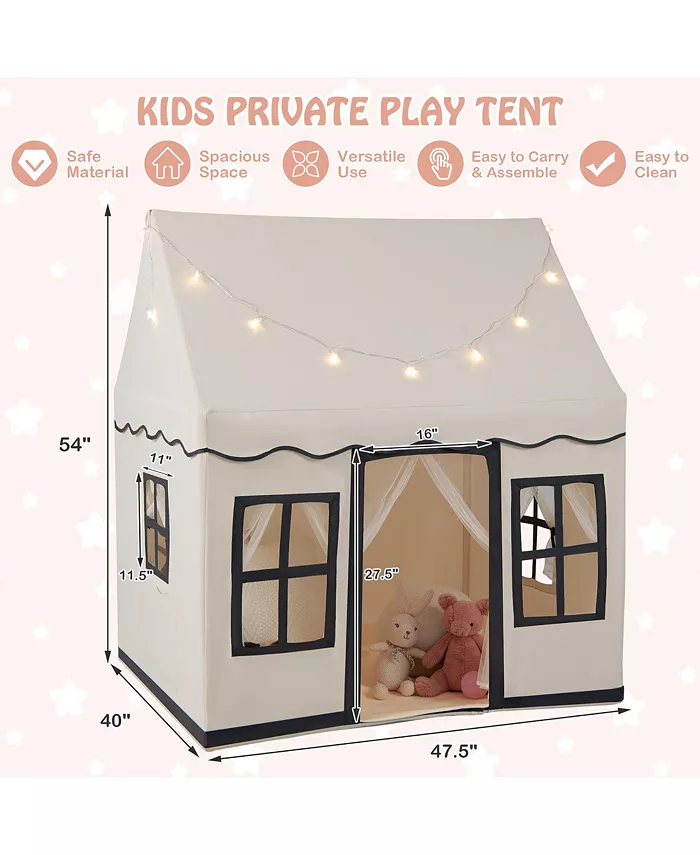 Costway Kids Play Castle Tent Large Playhouse Toys Gifts With Star Lights Washable Mat All Toys