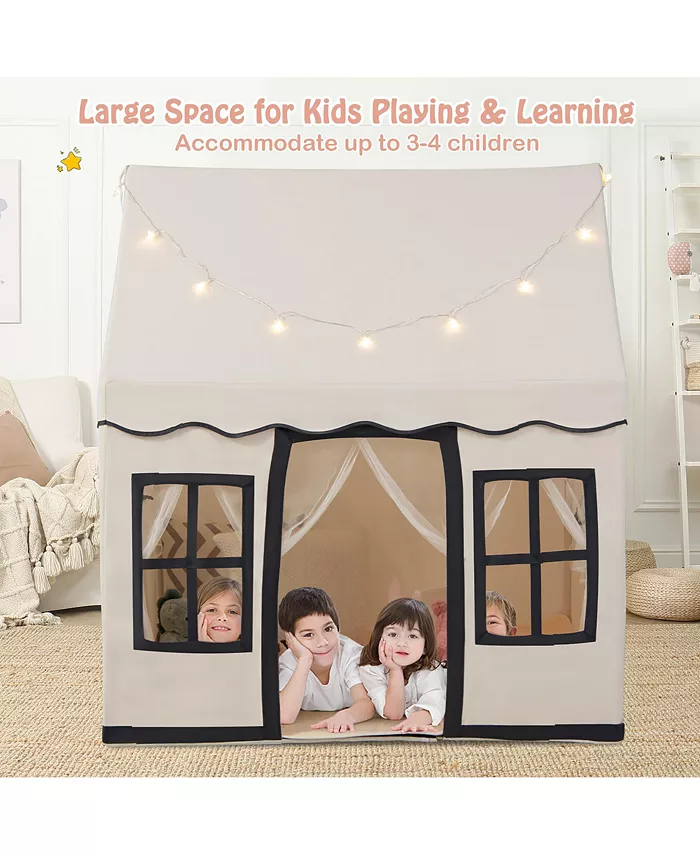 Costway Kids Play Castle Tent Large Playhouse Toys Gifts With Star Lights Washable Mat All Toys