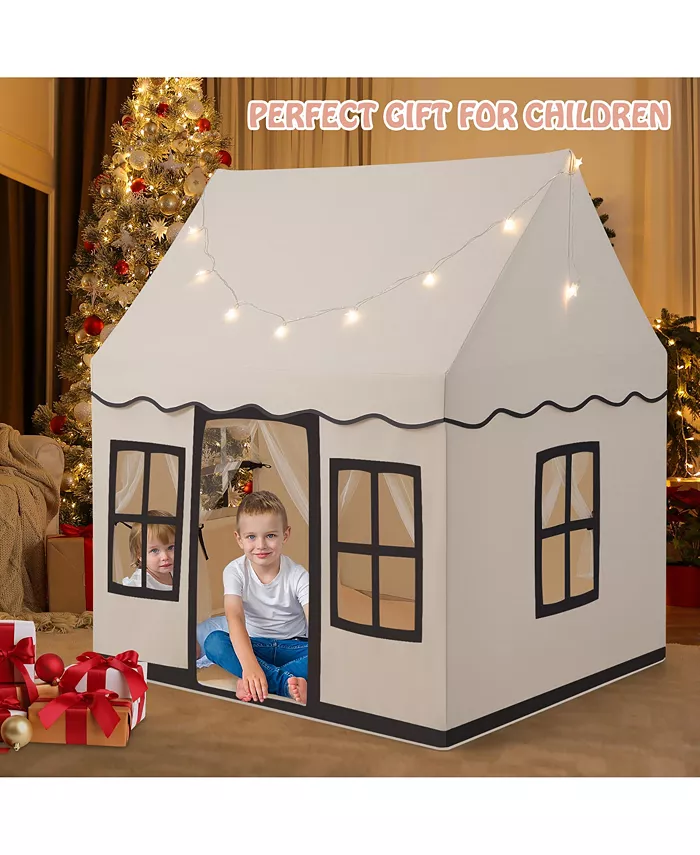 Costway Kids Play Castle Tent Large Playhouse Toys Gifts With Star Lights Washable Mat All Toys