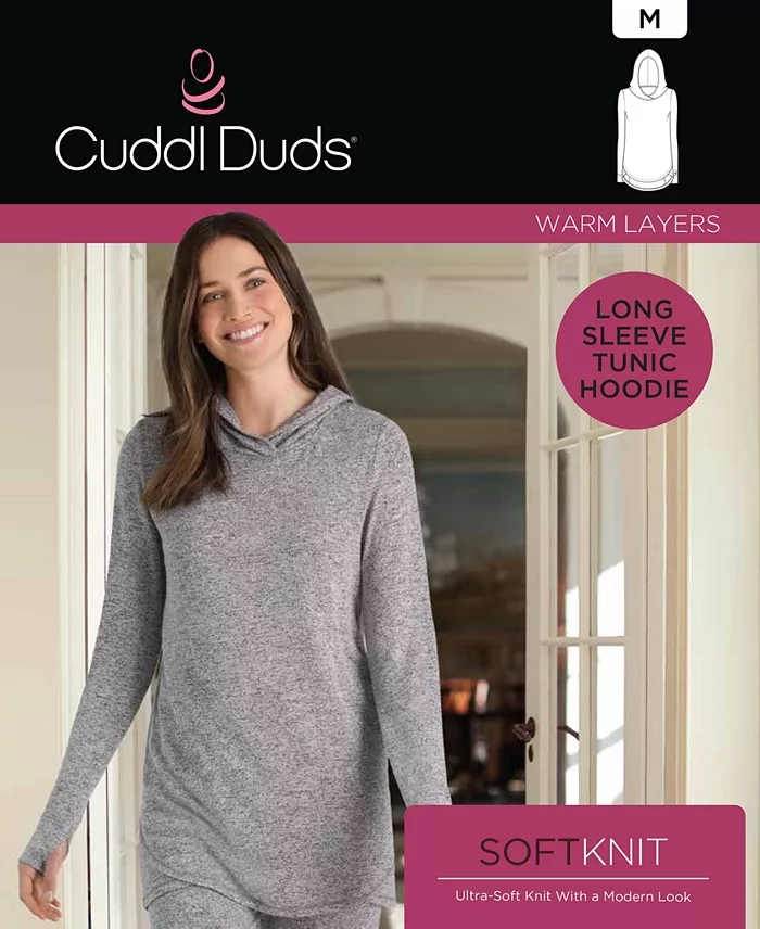 Cuddl Duds SoftKnit Long-Sleeve Tunic Hoodie Women's Fashion Shoes & Accessories