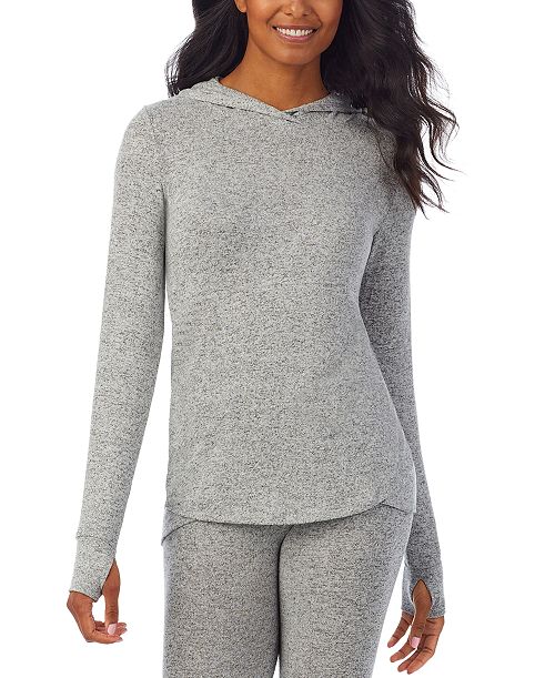 Cuddl Duds SoftKnit Long-Sleeve Tunic Hoodie Women's Fashion Shoes & Accessories