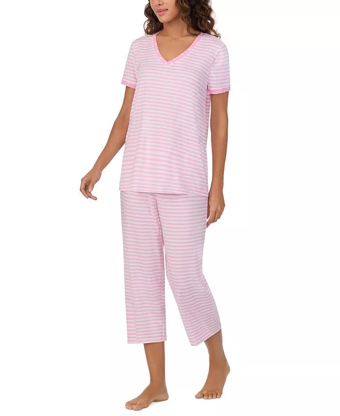 Cuddl Duds Women's 2-Pc. Cropped Short-Sleeve Pajama Set Women's Fashion Shoes & Accessories