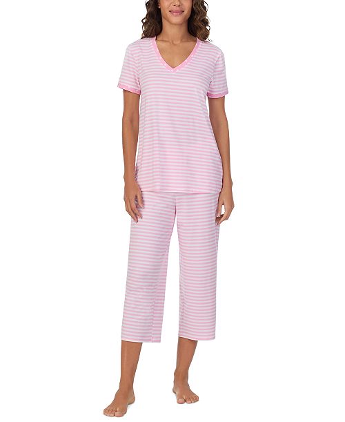 Cuddl Duds Women's 2-Pc. Cropped Short-Sleeve Pajama Set Women's Fashion Shoes & Accessories
