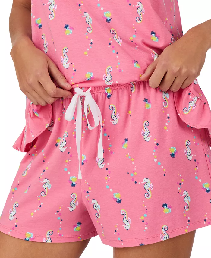 Cuddl Duds Women's Printed Sleeveless Boxer Pajama Set Women's Fashion Shoes & Accessories