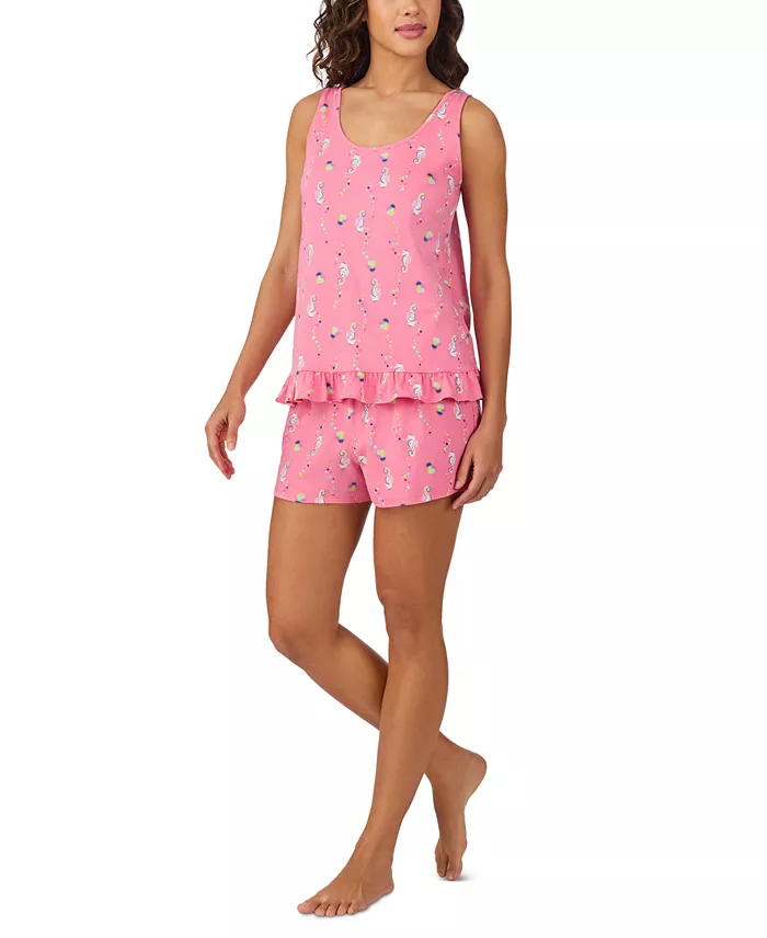 Cuddl Duds Women's Printed Sleeveless Boxer Pajama Set Women's Fashion Shoes & Accessories