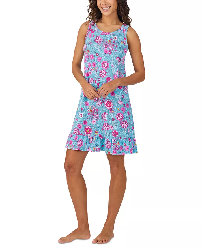 Cuddl Duds Women's Sleeveless Ruffled-Hem Chemise Women's Fashion Shoes & Accessories