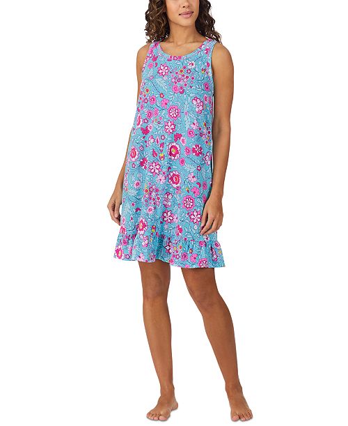 Cuddl Duds Women's Sleeveless Ruffled-Hem Chemise Women's Fashion Shoes & Accessories