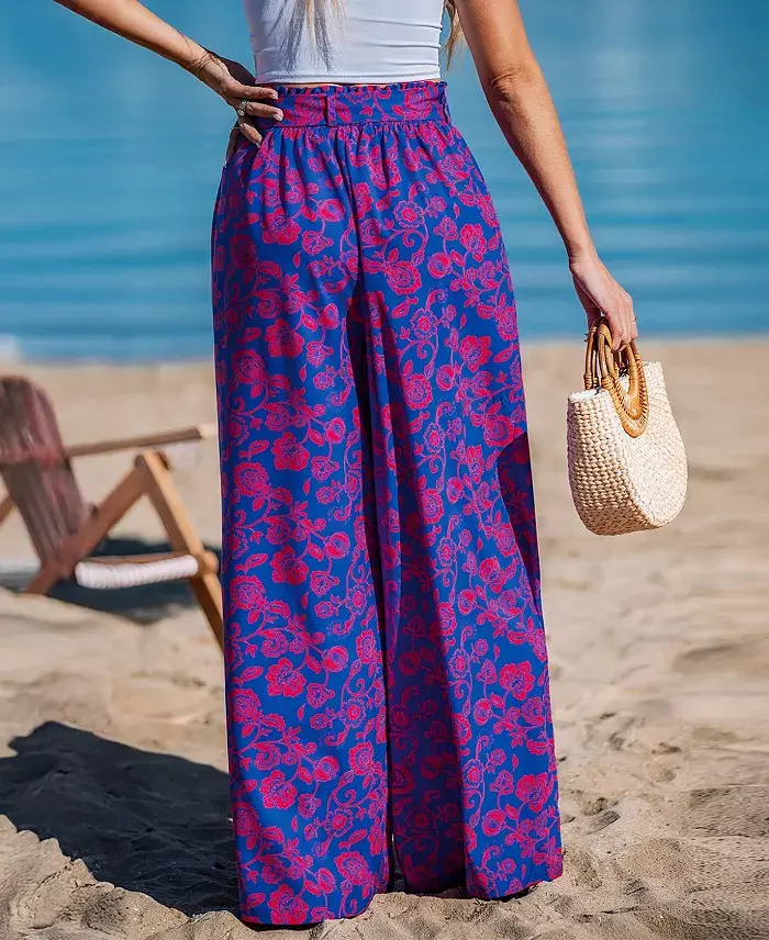Cupshe Women's Celestial Waves Floral Cover-Up Pants Women's Fashion Shoes & Accessories