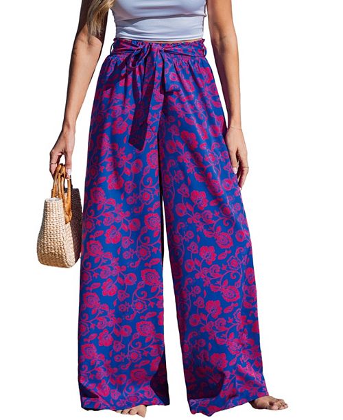 Cupshe Women's Celestial Waves Floral Cover-Up Pants Women's Fashion Shoes & Accessories