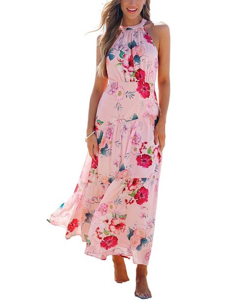 Cupshe Women's Garden Stroll Floral Maxi Beach Dress Women's Fashion Shoes & Accessories