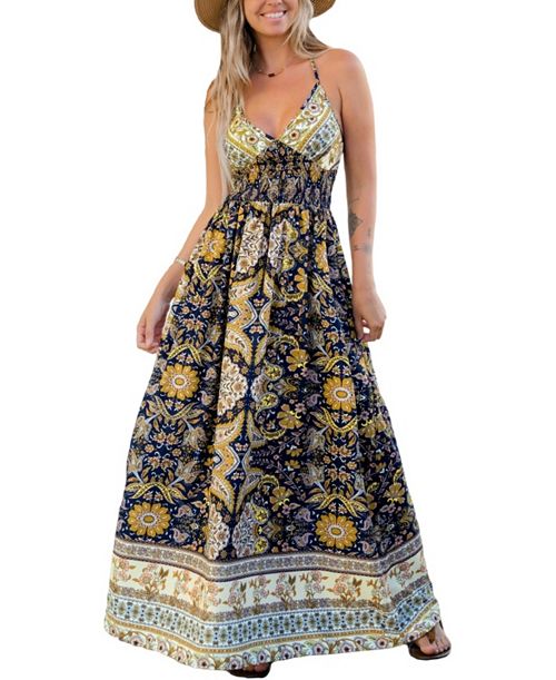 Cupshe Women's Mixed Paisley Boho Maxi Beach Dress Women's Fashion Shoes & Accessories