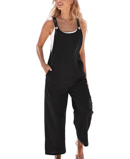 Cupshe Women's Raven Tapered Pinafore Jumpsuit Women's Fashion Shoes & Accessories