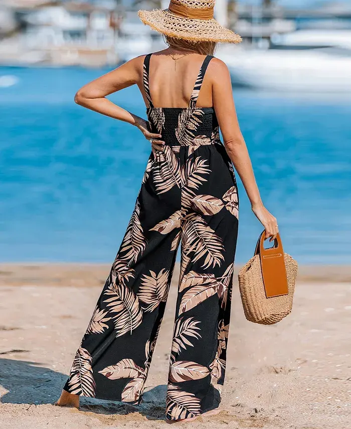 Cupshe Women's Sandy Shores Tropical Jumpsuit Women's Fashion Shoes & Accessories