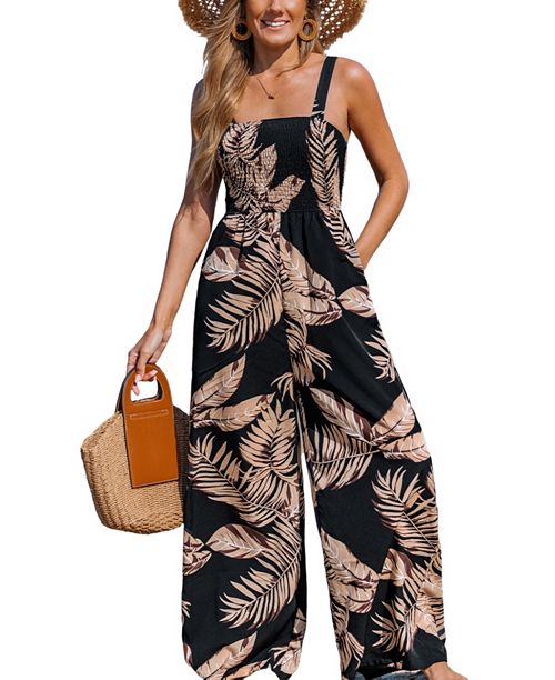 Cupshe Women's Sandy Shores Tropical Jumpsuit Women's Fashion Shoes & Accessories