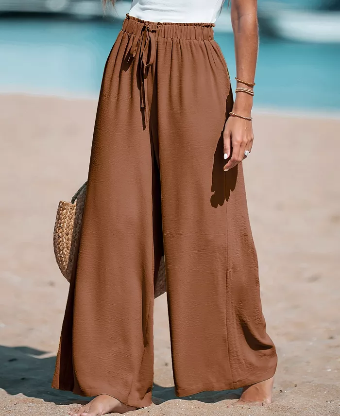 Cupshe Women's Summer Lovin Drawstring Wide-Leg Pants Women's Fashion Shoes & Accessories