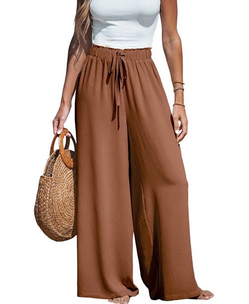 Cupshe Women's Summer Lovin Drawstring Wide-Leg Pants Women's Fashion Shoes & Accessories