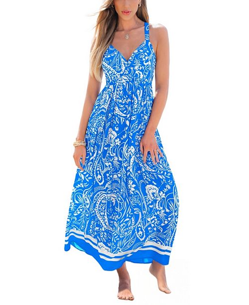 Cupshe Women's Sunny Daydream Paisley Maxi Beach Dress Women's Fashion Shoes & Accessories