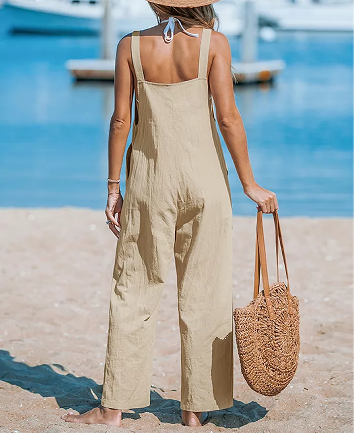 Cupshe Women's Tapered Pinafore Jumpsuit Women's Fashion Shoes & Accessories