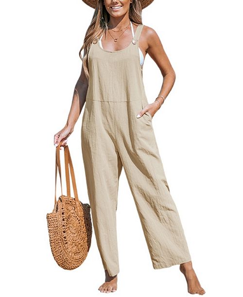 Cupshe Women's Tapered Pinafore Jumpsuit Women's Fashion Shoes & Accessories