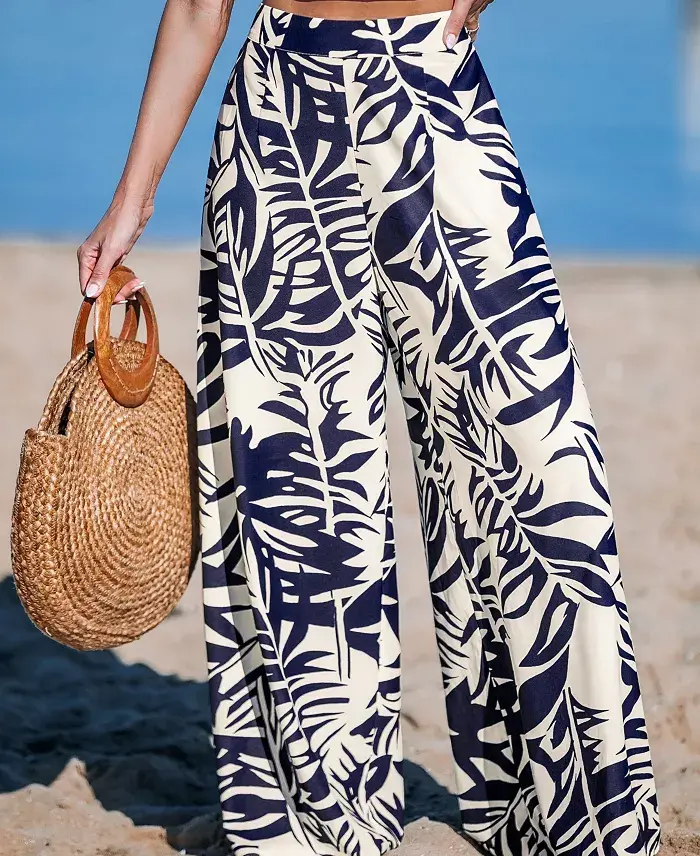 Cupshe Women's Tropical Floral Wide Leg Pants Women's Fashion Shoes & Accessories