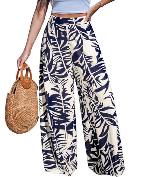 Cupshe Women's Tropical Floral Wide Leg Pants Women's Fashion Shoes & Accessories
