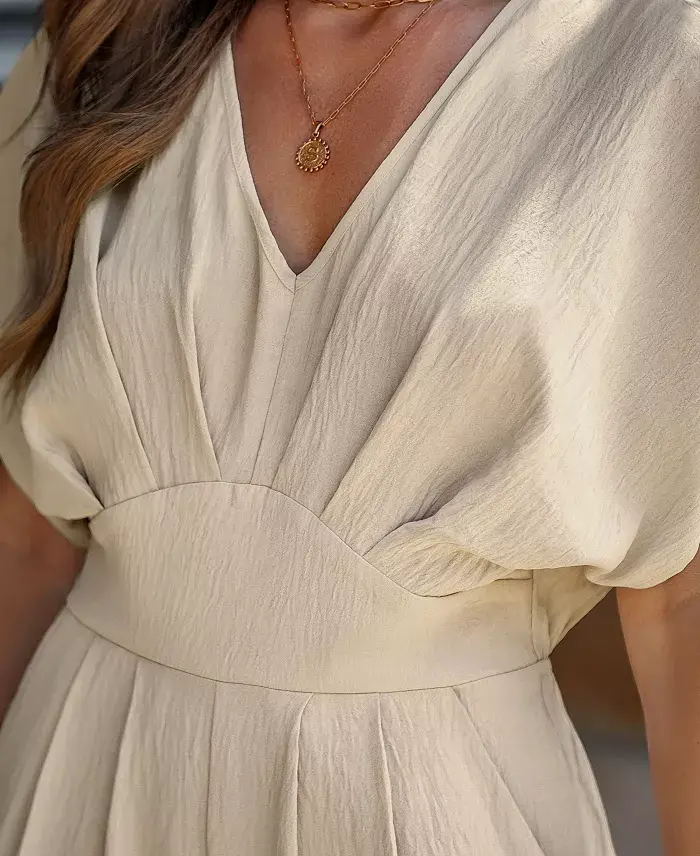 Cupshe Women's V-Neck Short Sleeve Straight Leg Jumpsuit Women's Fashion Shoes & Accessories