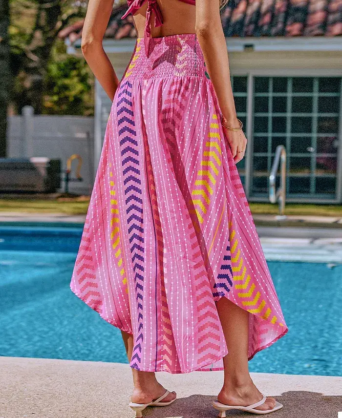 Cupshe Women's Vibrant Mood Chevron Cover-Up Sarong Women's Fashion Shoes & Accessories