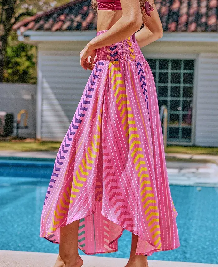 Cupshe Women's Vibrant Mood Chevron Cover-Up Sarong Women's Fashion Shoes & Accessories