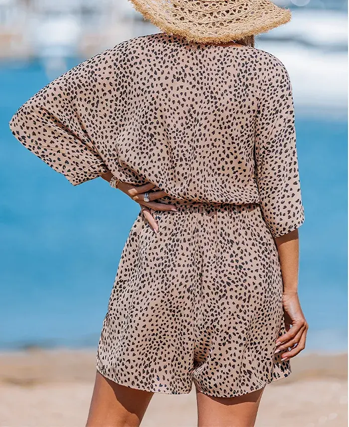 Cupshe Women's Wild Cat Animal Print Romper Women's Fashion Shoes & Accessories