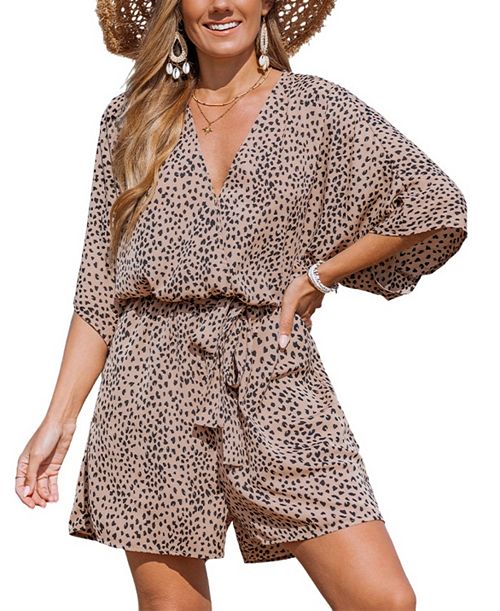 Cupshe Women's Wild Cat Animal Print Romper Women's Fashion Shoes & Accessories