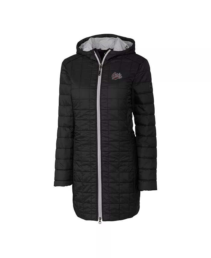 Cutter & Buck Women's Black Montana Grizzlies Rainier PrimaLoft Eco Hooded Long Coat Sports Fan Shop