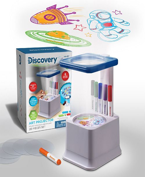 Discovery Kids Draw on the discs then place your creation onto the projector's lamp to project it onto your ceiling or wall The base of the projector includes a built-in caddy to store your 10 reusable coloring discs and 6 color