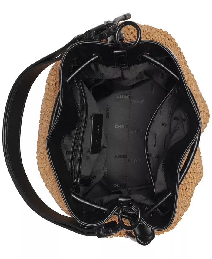DKNY Bardot Small Raffia Bucket Bag Handbags Purses & Accessories