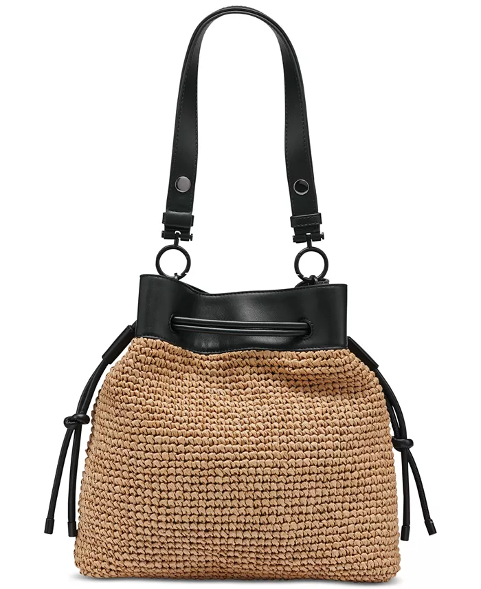 DKNY Bardot Small Raffia Bucket Bag Handbags Purses & Accessories
