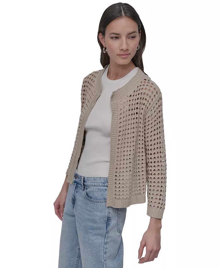 DKNY Jeans Petite Open-Stitch Cardigan Women's Fashion Shoes & Accessories