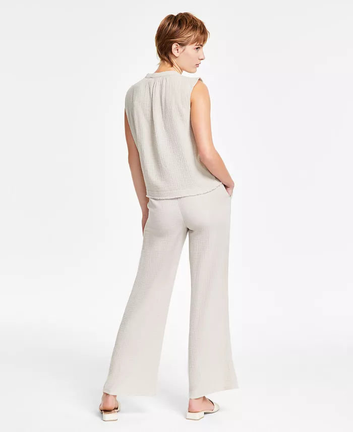 DKNY Jeans Women's Gauze Sleeveless Top & Straight-Leg Pants Plus Sizes