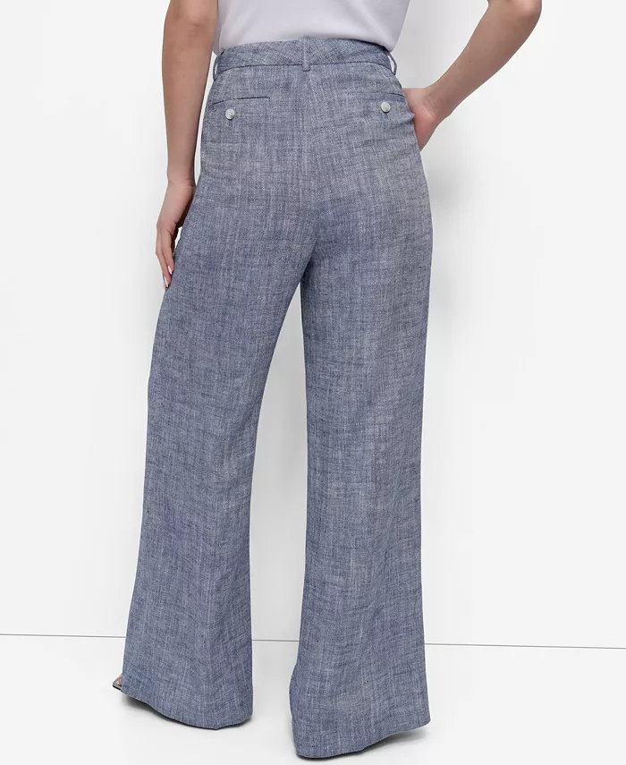 DKNY Petite High Rise Wide-Leg Pants Women's Fashion Shoes & Accessories