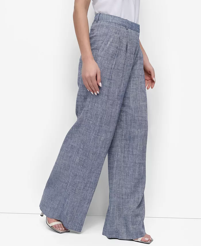DKNY Petite High Rise Wide-Leg Pants Women's Fashion Shoes & Accessories