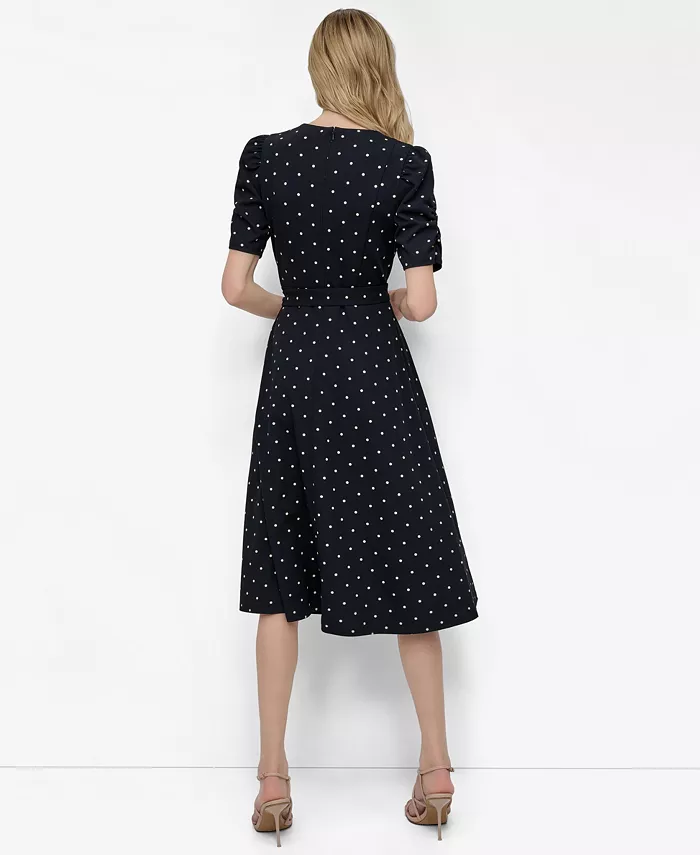 DKNY Polka-Dot Midi Dress Women's Fashion Shoes & Accessories